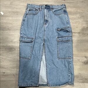 Abercrombie & Fitch Blue Denim Midi Skirt
